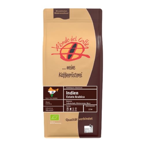 Indien Bio Estate Arabica AA 500 gr. (organic) Röstkaffee ganze Bohne von Mondo del Caffè