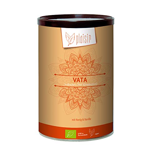 Plaisir Bio Chai Pulver Indischer Gewürztee Vata 350 gr. Dose (Consumer) Bio zertifiziertes Getränkepulver mit Schwarztee und natürlichem Honigaroma von Mondo del Caffè