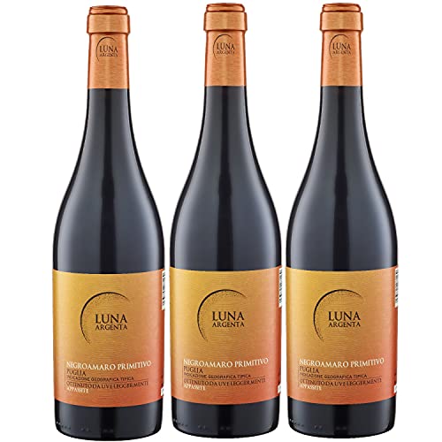 Luna Argenta Negroamaro Primitivo Appassite IGT Rotwein Wein halbtrocken Italien Inkl. FeinWert E-Book (3 x 0,75l) von Mondo Del Vino