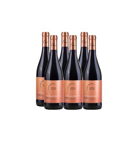 Luna Argenta Negroamaro Primitivo Puglia IGT- Halbtrockener, aromatischer Rotwein aus Italien (6 x 0,75l) von Luna Argenta