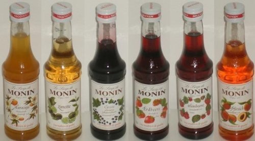 Monin fruchtige Vielfalt 6x0,25 Liter, ein Set besteht aus Maracuja, Limette, Cassis, Erdbeere, Himbeere, Pfirsich von MONIN