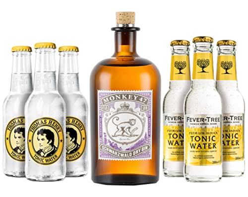 Monkey 47 Gin (1 x 0.5 l) mit Thomas Henry Tonic (3 x 0.2 l) und Fever Tree Tonic (3 x 0.2 l) inc. 0.90€ MEHRWEG Pfand von Monkey 47