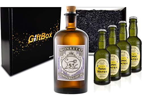 Gin Tonic Giftbox Geschenkset - Monkey 47 Schwarzwald Gin 0,5l (47% Vol) + 4x Fentimans Tonic Water 200ml inkl. Pfand MEHRWEG -[Enthält Sulfite] von Monkey 47-Monkey 47