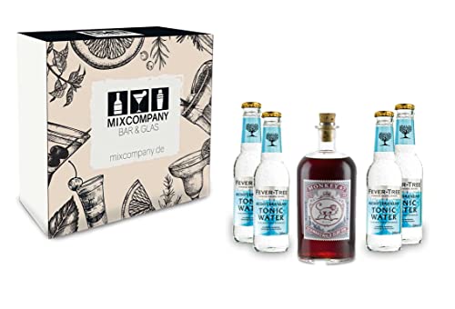 Gin Tonic Giftbox Geschenkset - Monkey 47 Schwarzwald Sloe Gin 0,5l (29% Vol) + 4x Fever Tree Mediterranean Tonic Water 200ml inkl. Pfand MEHRWEG -[Enthält Sulfite] von Monkey 47-Monkey 47