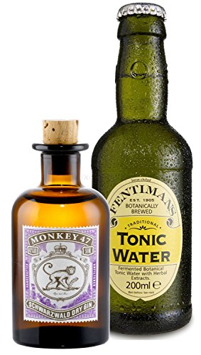 Gin Tonic Probierset - Monkey 47 Schwarzwald Dry Gin 50ml (47% Vol) + Fentimans Tonic Water 200ml inkl. Pfand MEHRWEG von Monkey 47-Monkey 47
