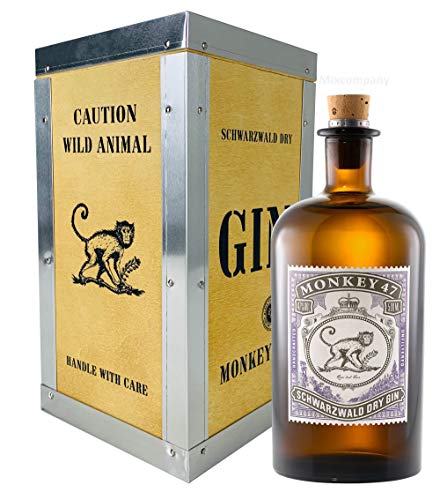 Monkey 47 Gin mit Holzkiste 0,5l (47% Vol) Schwarzwald Dry Gin Bar Longdrink Cocktail Sammlung Gin Tonic - [Enthält Sulfite] von Monkey 47-Monkey 47