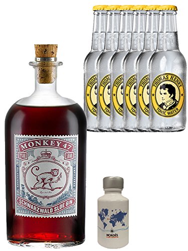 Gin-Set Monkey 47 SLOE GIN Schwarzwald Dry Gin 0,5 Liter + Nordes Atlantic Gin 0,05 Liter Miniatur + 6 Thomas Henry Tonic Water 0,2 Liter von Monkey 47