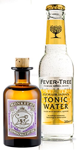 Gin Tonic Probierset - Monkey 47 Schwarzwald Dry Gin 50ml (47% Vol) + Fever-Tree Tonic Water 200ml inkl. Pfand MEHRWEG von Monkey 47-Monkey 47