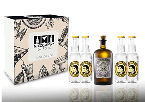 Monkey 47 Gin Geschenkset - Monkey 47 Schwarzwald Dry Gin 500ml (47% Vol) + 4x Thomas Henry Tonic Water 200ml - Inkl. Pfand MEHRWEG von Monkey 47