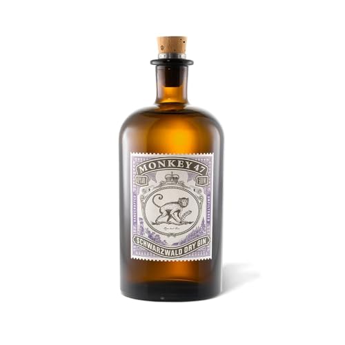 Monkey 47 Schwarzwald Dry Gin – Harmonischer Ultra Premium Gin mit Wacholderaroma & frischen Zitronen- und Fruchtnoten – 1 x 0,5 L | 500 ml (1er Pack) von Monkey 47