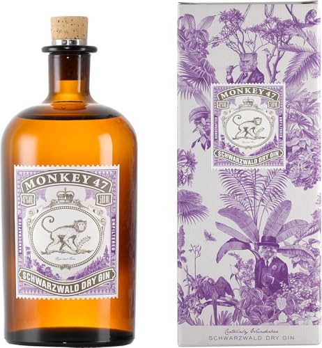 Monkey 47 Schwarzwald Dry Gin in Geschenkverpackung – Harmonischer Ultra Premium Gin mit Wacholderaroma & frischen Zitronen- und Fruchtnoten – 1 x 0,5 L von Monkey 47