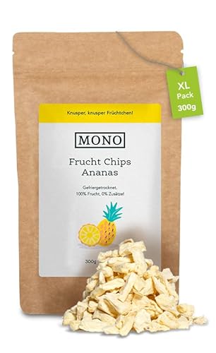 Mono gefriergetrocknete Chips - 300g Ananaschips aus 100% natürlicher Ananas-Frucht - tropische Trockenfrüchte - Ananas Trockenobst - Snack für Müsli & Desserts - pineapple chips von Mono Tee