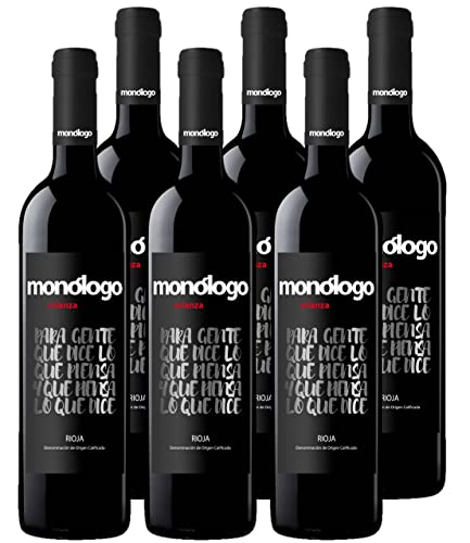 Monologo Crianza DOCa Rioja Rotwein Trocken (6 x 0,75 l) fruchtiger, spanischer Rotwein aus der Rebsorte Tempranillo, langlebig, samtige Tannine durch 12 monatige Lagerung auf Holz (Crianza) von Monologo Crianza