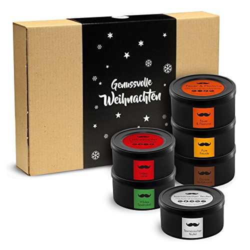 Monsieur Gourmet Geschenk Set "Genussvolle Weihnachten" mit 6 ausgefallenen Fleur de Sel Salzmischungen: Geschenk für Männer und Frauen! von Monsieur Gourmet