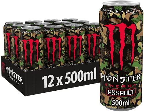 Monster Energy Assault, 12x500ml, Einweg-Dose. Großartig schmeckender und erfrischender Energy Drink mit 160mg Koffein von Monster Energy