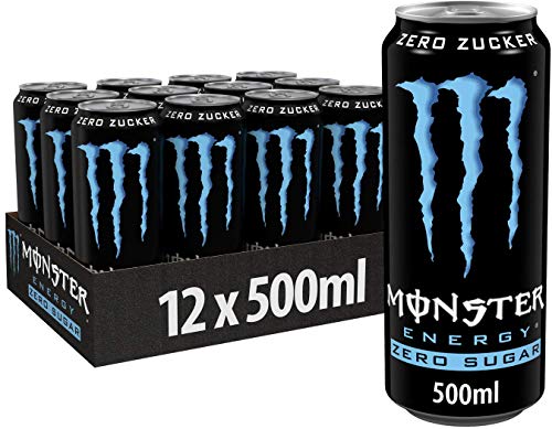 Monster Energy Absolutely Zero - koffeinhaltiger Energy Drink mit klassischem Monster-Geschmack - ohne Zucker - in praktischen Einweg Dosen (12 x 500 ml) von Monster Energy