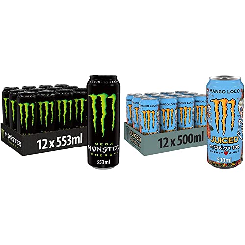 Monster Energy, 553 ml, Einweg-Dose, mit klassischem Energy-Geschmack – wiederverschließbar & Mango Loco, 500 ml, Einweg-Dose, mit tropischen Früchten von Monster Energy