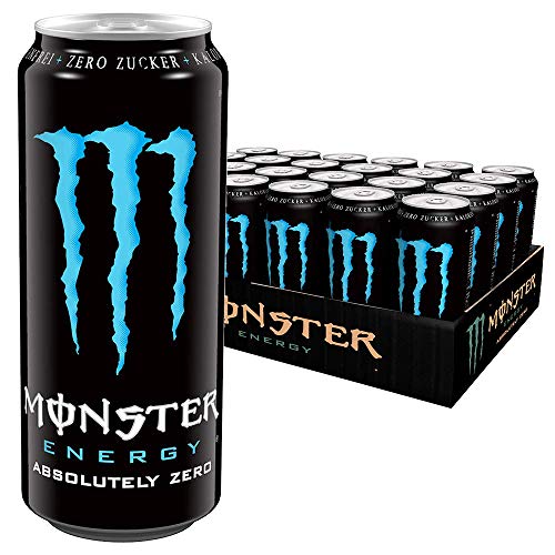 Monster Energy Absolutely Zero, Energie Getränk mit klassischem Monster-Geschmack aber Zero Zucker & Zero Kalorien, Energy Drink Palette, EINWEG Dose (24 x 500 ml) von Monster Energy