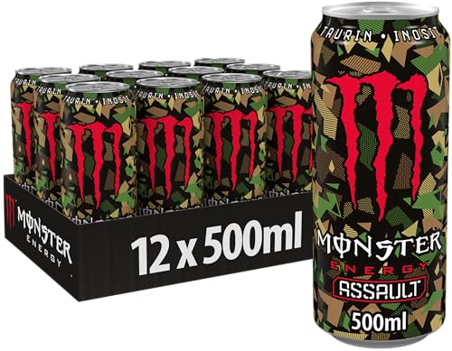 Monster Energy Assault - erfrischender Energy Drink mit 160 mg Koffein - in praktischen Einweg Dosen (12 x 500 ml) von Monster Assault