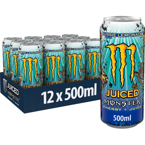 Monster Energy Juiced Aussie Style Lemonade - koffeinhaltiger Energy Drink mit erfrischendem Zitrus Geschmack - in praktischen Einweg Dosen (12 x 500 ml) von Monster Energy