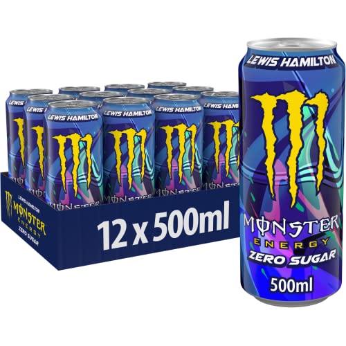 Monster Energy Lewis Hamilton Zero - koffeinhaltiger Energy Drink mit erfrischendem Pfirsich-Nektarinen Geschmack - ohne Zucker und ohne Kalorien - in praktischen Einweg Dosen (12 x 500 ml) von Monster Energy