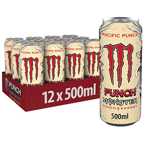 Monster Energy Pacific Punch - koffeinhaltiger Energy Drink mit erfrischendem Punch-Geschmack aus Himbeere, Guave und Kirsche - in praktischen Einweg Dosen (12 x 500 ml) von Monster Energy