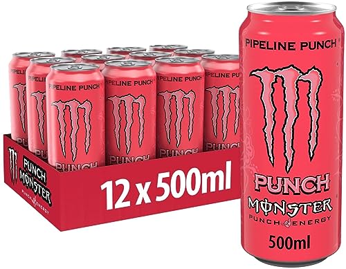Monster Energy Pipeline Punch - koffeinhaltiger Energy Drink mit erfrischendem Punsch-Geschmack aus Maracuja, Orange und Guave - in praktischen Einweg Dosen (12 x 500 ml) von Monster Energy