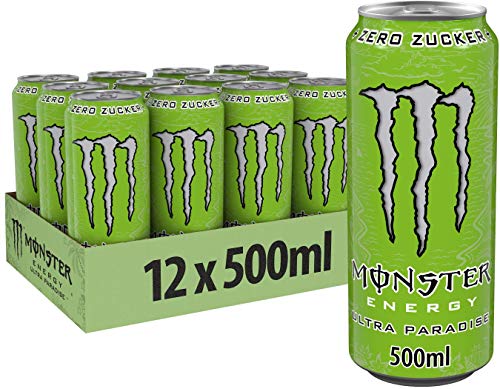 Monster Energy Ultra Paradise - koffeinhaltiger Energy Drink mit Kombination aus Apfel, Kiwi und Gurke - ohne Zucker und ohne Kalorien - in praktischen Einweg Dosen (12 x 500 ml) von Monster Energy
