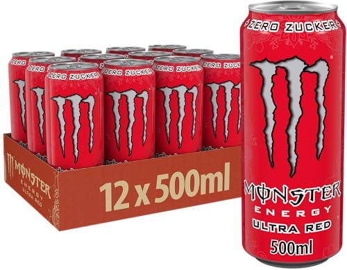 Monster Energy Ultra Red - koffeinhaltiger Energy Drink mit Geschmack aus roten Früchten - ohne Zucker und ohne Kalorien - in praktischen Einweg Dosen (12 x 500 ml) von Monster Energy