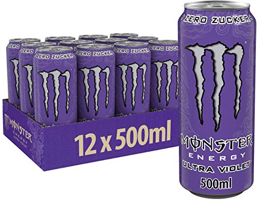Monster Energy Ultra Violet - koffeinhaltiger Energy Drink mit herbsüßem Geschmack - ohne Zucker und ohne Kalorien - in praktischen Einweg Dosen (12 x 500 ml) von Monster Energy