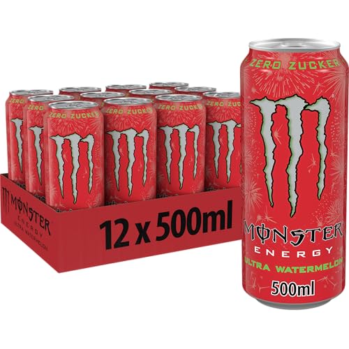 Monster Energy Ultra Watermelon - koffeinhaltiger Energy Drink mit Wassermelonen-Geschmack - in praktischen Einweg Dosen (12 x 500 ml) Monster Energy Ultra Watermelon - koffeinhaltiger Energy Drink mit Wassermelonen-Geschmack - in praktischen Einweg Dosen (12 x 500 ml) von Monster Energy