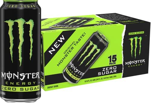Monster Energy Zero Sugar, Green, Original, Low Calorie Energy Drink, 16 Fl Oz (Pack of 15) von Monster Energy