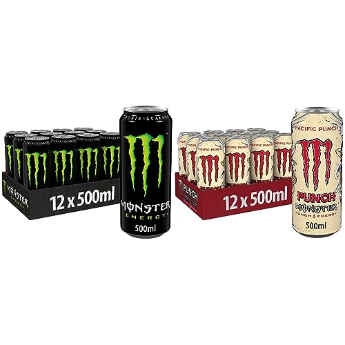 Monster Energy - koffeinhaltiger Energy Drink mit klassischem Energy-Geschmack & Pacific Punsch - koffeinhaltiger Energy Drink mit erfrischendem Punsch-Geschmack von Monster Energy