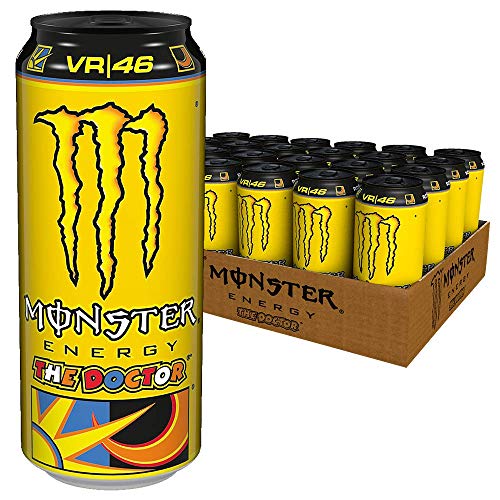 Monster Energy The Doctor Valentino Rossi Edition mit prickelndem Zitrusgeschmack, Energiegetränk Palette, Einweg Dose 500 ml (24er Pack) von Monster Energy