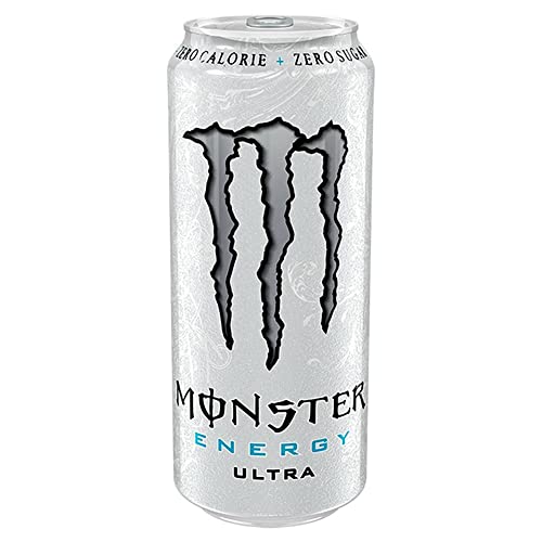 Monster Energy Ultra White - koffeinhaltiger Energy Drink mit sanftem Zitrus-Geschmack - ohne Zucker und ohne Kalorien - in praktischen Einweg Dosen (24 x 500 ml) von Monster Energy