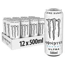 Monster Energy Ultra White - koffeinhaltiger Energy Drink mit sanftem Zitrus-Geschmack - ohne Zucker und ohne Kalorien - in praktischen Einweg Dosen (24 x 500 ml) von Monster Energy