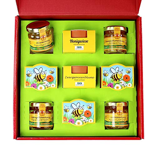 Monsterzeug Geschenkbox Honigwiese, 4 Honigsorten und 5 Minipflanzensets, Pflanzensamen selber säen, Honigmischung, Honigauswahl, Anzuchtsets, Geschenk im Frühling, Geschenkverpackung Rot Monsterzeug Geschenkbox Honigwiese, 4 Honigsorten und 5 Minipflanzensets, Pflanzensamen selber säen, Honigmischung, Honigauswahl, Anzuchtsets, Geschenk im Frühling, Geschenkverpackung Rot von Monsterzeug