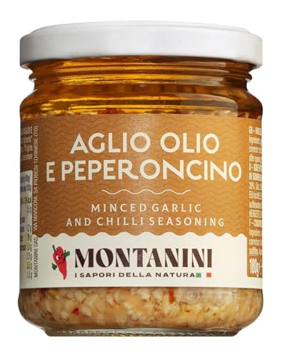 Montanini | Gehackter Knoblauch mit Öl und Chili eingelegt, Aglio, olio e peperoncino Montanini | Gehackter Knoblauch mit Öl und Chili eingelegt, Aglio, olio e peperoncino von Bubbacare
