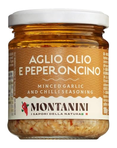 Montanini | Gehackter Knoblauch mit Öl und Chili eingelegt, Aglio, olio e peperoncino von Montanini