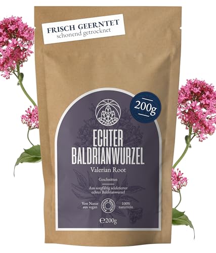 Baldrianwurzel Tee Monte Nativo (200g) – Baldrian Tee lose (Valerian Root) – 100% Natürlich & Schonend getrocknet aus echter Baldrianwurzel – Sanfter Kräutertee für die Zubereitung als Baldriantee von Monte Nativo