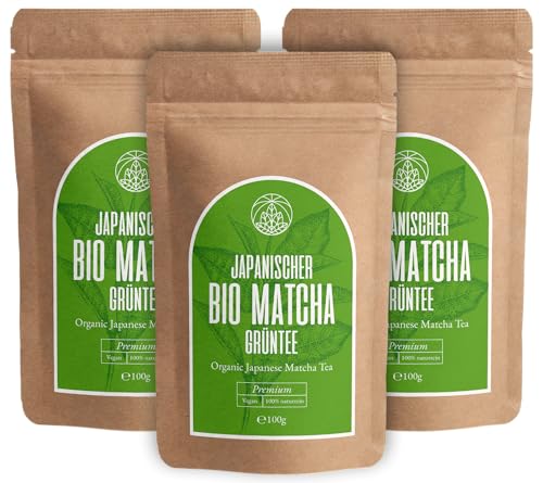 Bio Matcha Pulver (3x100g) Monte Nativo - Premium Qualität Matcha Tee Pulver - Vegan, fein gemahlen - Perfekt für Matcha Latte und Matcha Tee - Japanisches Grünteepulver von Monte Nativo
