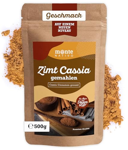 Cassia Zimt gemahlen Monte Nativo (500g) - Cinnamon Powder - Schonend getrocknete und aromatische Gewürze ideal zum Kochen und Würzen - Intesives Aroma und Geschmack von Monte Nativo