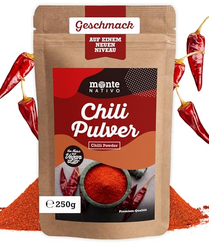 Chili gemahlen Monte Nativo (250g) - Chilli - Fein gemahlene Chilipulver - Schonend getrocknete und aromatische Gewürze ideal zum Kochen und Würzen - Intesives Aroma und Geschmack von Monte Nativo