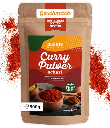 Curry Pulver scharf Monte Nativo (500g) - Curry Gewürz - Scharfes Currypulver - Schonend getrocknete und aromatische Gewürze ideal zum Kochen und Würzen - Intesives Aroma und Geschmack von Monte Nativo
