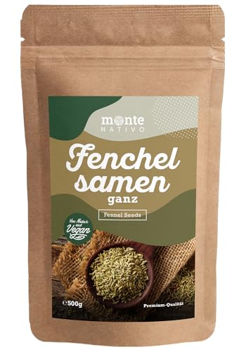Fenchelsamen Monte Nativo (500g) - Fenchel Samen als Fencheltee oder als Gewürz - Schonend getrocknete und aromatische Gewürze ideal zum Kochen und Würzen - Intesives Aroma und Geschmack von Monte Nativo