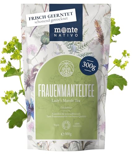 Frauenmanteltee Monte Nativo (300g) - Frauenmantel schonend getrocknet als Kinderwunsch Tee - 100% natürlich und ohne Zusatzstoffe - Aromatischer Kräutertee für einen köstlichen Aufguss von Monte Nativo