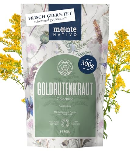 Goldrutentee Monte Nativo (300g) - Goldrutenkraut Tee schonend getrocknet - Goldrute - Tee lose 100% natürlich und ohne Zusatzstoffe - Aromatischer Kräutertee für einen köstlichen Aufguss von Monte Nativo