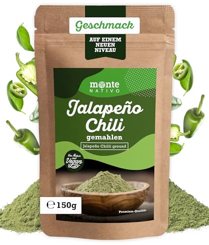 Jalapeno gemahlen Monte Nativo (150g) - Fein gemahlener Jalapeño Pfeffer - Schonend getrocknete und aromatische Gewürze ideal zum Kochen und Würzen - Intesives Aroma und Geschmack von Monte Nativo