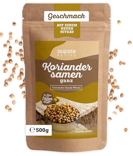 Koriandersamen Monte Nativo (500g) - Getrocknete Koriander ganz - Koriandersamen perfekt zum Kochen und Backen - Coriander Seeds - Koriandersaat als Gewürz oder als Tee von Monte Nativo