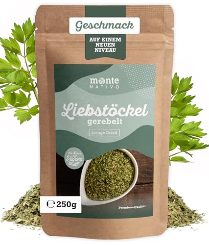 Liebstöckel getrocknet Monte Nativo (250g) - Schonend getrocknete Kräuter - Gerebeltes Liebstöckel Gewürz für Suppen und Eintöpfen - Maggikraut - Levisticum Officinale von Monte Nativo